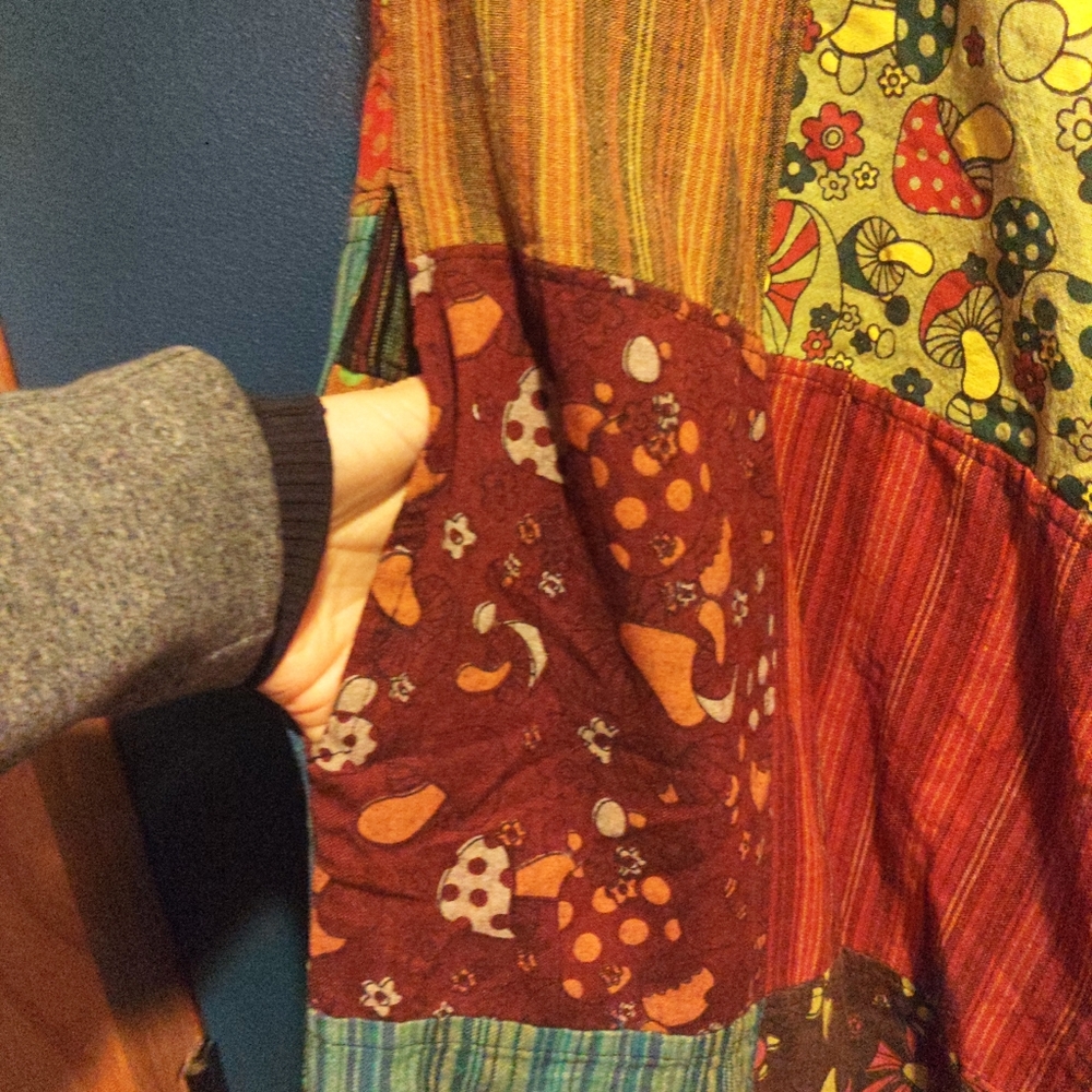 Mushroom Print Patchwork Tie Bow Straps Jumpsuit … - image 6